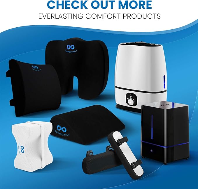 Everlasting Comfort Lumbar Support Pillow for Office Chair - Gel Infused Back Cushion for Chair, Car, Couch - Lumbar Pillow Promotes Better Posture, Back Pain Relief - Ideal for Gaming and Desk Chairs