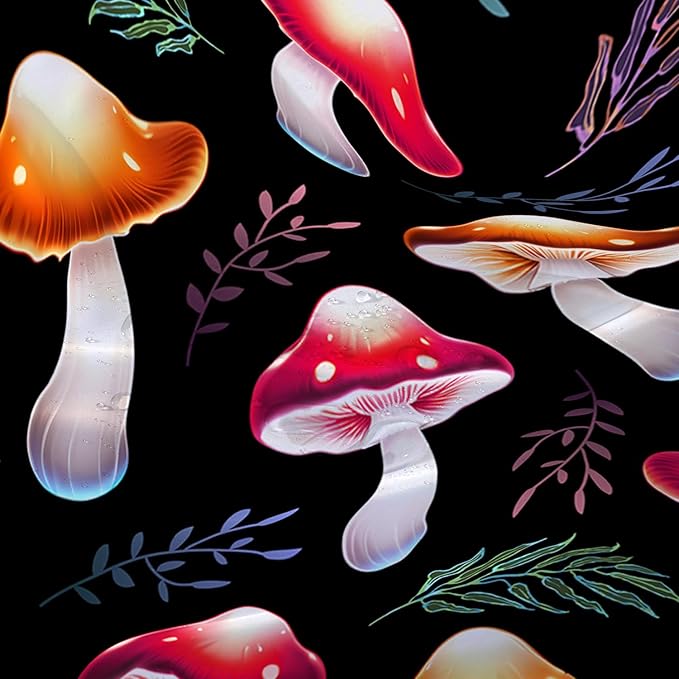 AILONEN Cartoon Mushroom Shower Curtain,Cute Red Mushroom Waterproof Fabric Bath Curtain for Kids Girls Boys,Natural Fungal Plants Shower Curtain Set for Bathroom 48" W*72" H