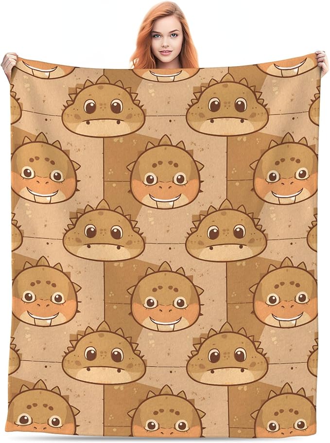 Cute Cartoon Flannel Blanket for Kids, 50" L x 60" W Inches – Soft and Cozy Plush Throw Blanket for Boys and Girls – Perfect for Bed, Couch, or Travel (Dinosaur)