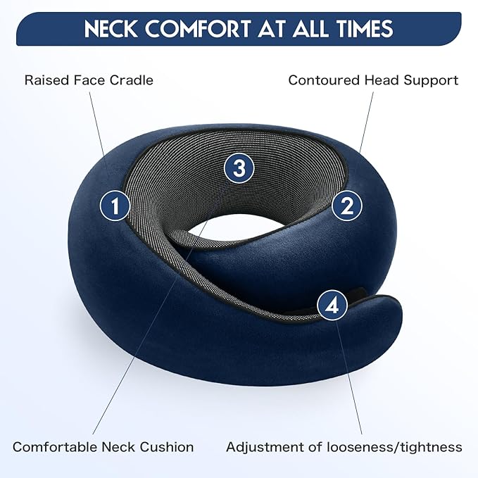 2024 New Memory Foam Travel Neck Pillow for Airplanes，Ultimate Comfort and Support, Ideal for Airplane and Car Travel ，Compact, Convenient, and Versatile Airplane Sleeping Pillow.