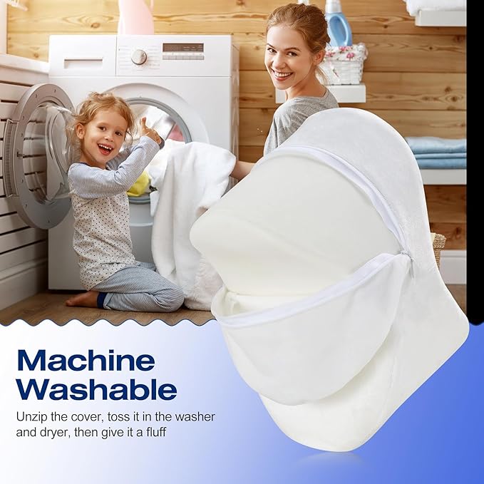 Knee Leg Pillow for Side Sleepers,Leg Pillow for Side Sleeping with Strap-100% Memory Foam Wedge Contour Spacer Cushion for Back,Hip Knee Pregnancy Sciatica Pain Relief Free Sleep Mask Ear Plugs White