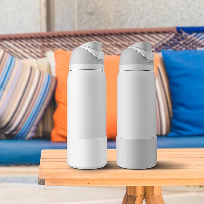 2PCS Silicone Water Bottle Boot for Owala 24oz 32oz 40oz, Protective Bottom Bumper Anti-Slip Sleeve for FreeSip, Twist, and Flip Stainless Steel Bottles, Dishwasher Safe and BPA Free