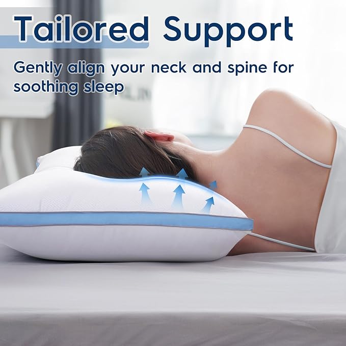 viewstar Pillows Queen Size Set of 2, Bed Pillows for Sleeping, Queen Pillows 2 Pack for Back and Side Sleepers, Fluffy Pillows for Bed with Down Alternative, Machine Washable, Light Blue, 20" x 30"