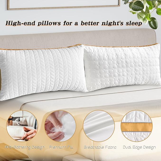 mislili King Size Pillows Set of 2, Hotel Quality Bed Pillows for Sleeping, Pillows King Size Set of 2 Support & Comfortable, Down Alternative King Pillows for Back, Stomach or Side Sleepers