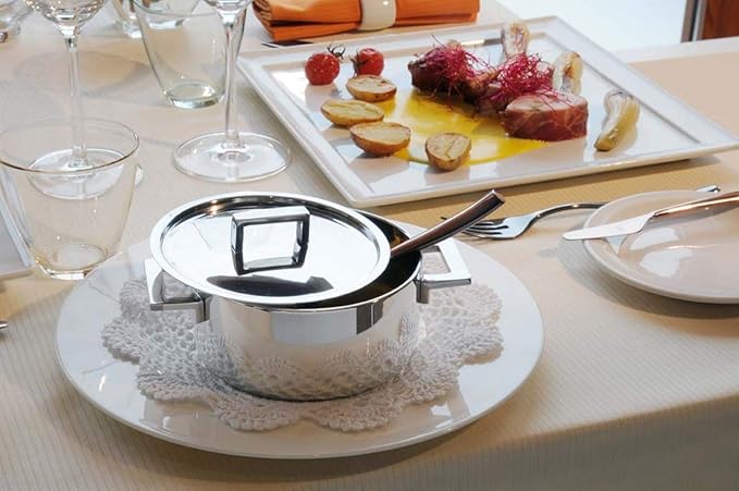 Mepra Attiva 20 cm Casserole Pot, 2 Handle, Tri-ply, Stainless Steel Finish, Aluminum Core, Dishwasher-safe