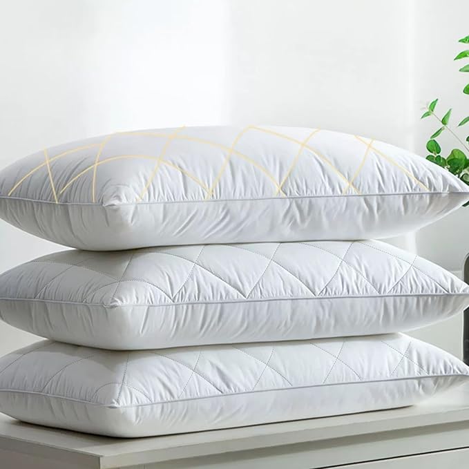inhand Goose Down Feather Pillows Queen Size, Hotel Bed Pillows for Sleeping Soft and Supportive Rhomboid Pillows for Side and Back Sleepers- 1 Pack, White