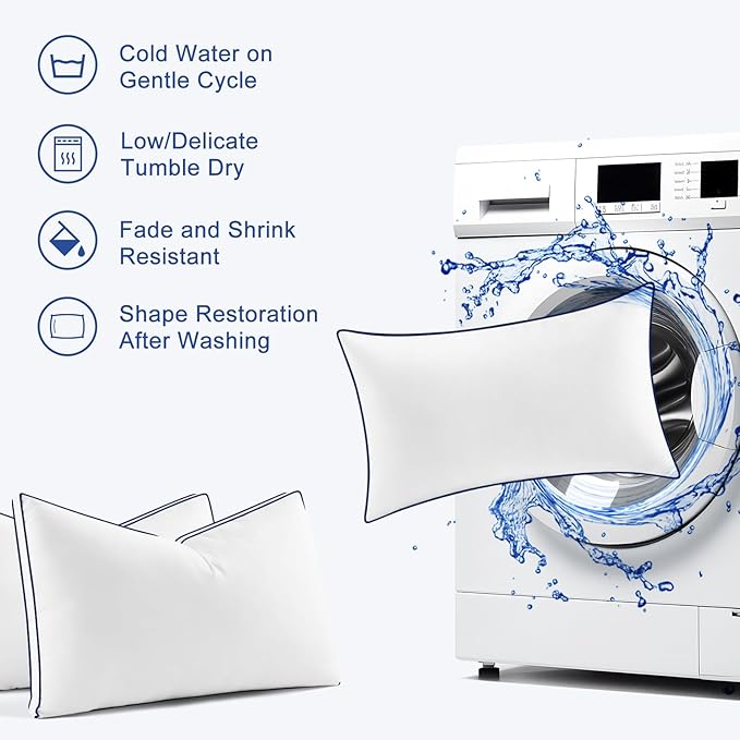 Premium Pillows King Size Set of 2, Fluffy and Supportive 7D Down Alternative Bed Pillows, Luxury Soft Hotel Quality Gusseted Pillow for Side Back Stomach Sleepers, Relief Neck Head and Shoulder Pain