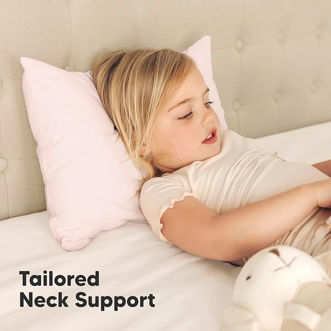 2-Pack Toddler Pillow - Soft Organic Cotton Toddler Pillows for Sleeping - 13X18 Small Pillow for Kids - Kids Pillows for Sleeping - Kids Pillow for Travel, School, Nap, Age 2 to 5 (Mist Pink)