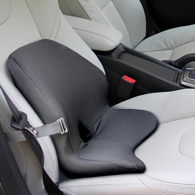 MABOZOO Lumbar Support Pillow for Car, Memory Foam Lumbar & Back Support Pillow Coccyx Cushion for Driving Seat, Seat Cushion & Lumbar Support Pillow Set for Long Time Driving