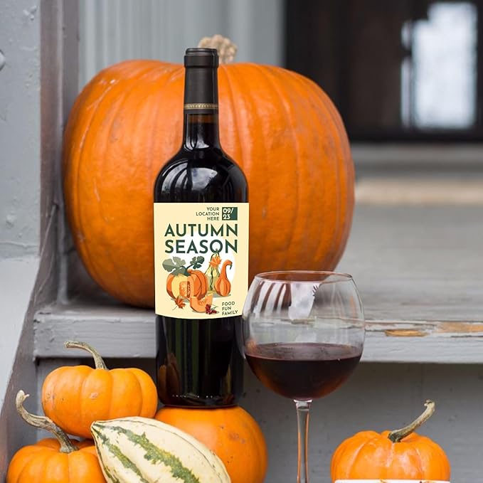 24 Pieces Thanksgiving Wine Bottle LaHNls Stickers Thanksgiving Party Wine Bottle Decorations Self-Adhesive Wine Bottle Stickers for Thanksgiving Party Wine Champagne Decor Supplies 4X5IN