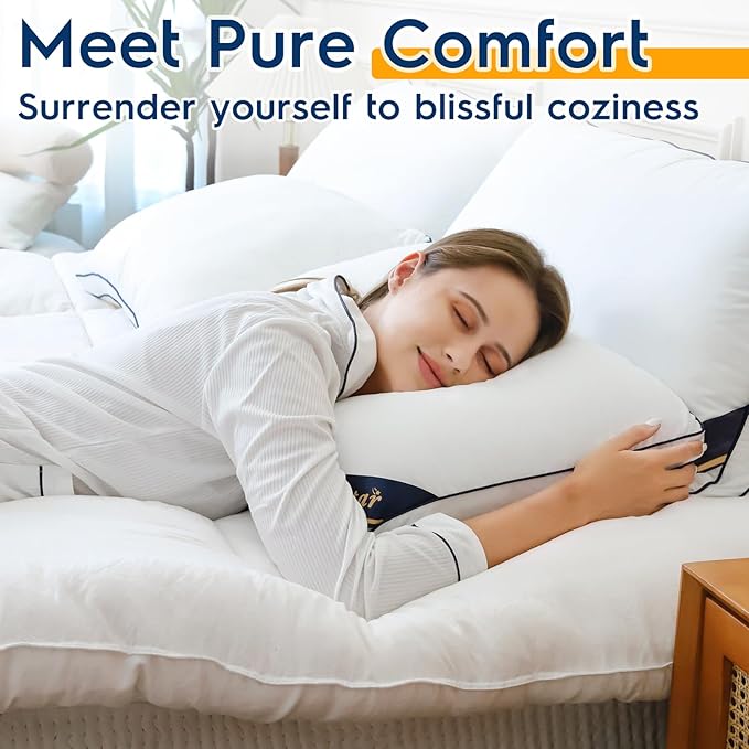 OTOSTAR Pillows King Size Set of 2 Bed Pillows for Sleeping Cooling Pillows 2 Pack with 3D Microfiber Filling Breathable Cover Pillows for Back Stomach or Side Sleepers Soft Fluffy Pillows for Bed