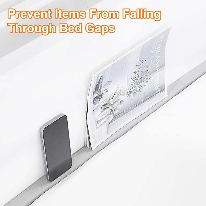 MABOZOO Bed Gap Filler Cushion, Long Thick Filler Bolster Pillow Stopper for Headboard Space Gap, Bed Mattress Extender Bed Wedge Pillow (Gray, 2X8X59inch)