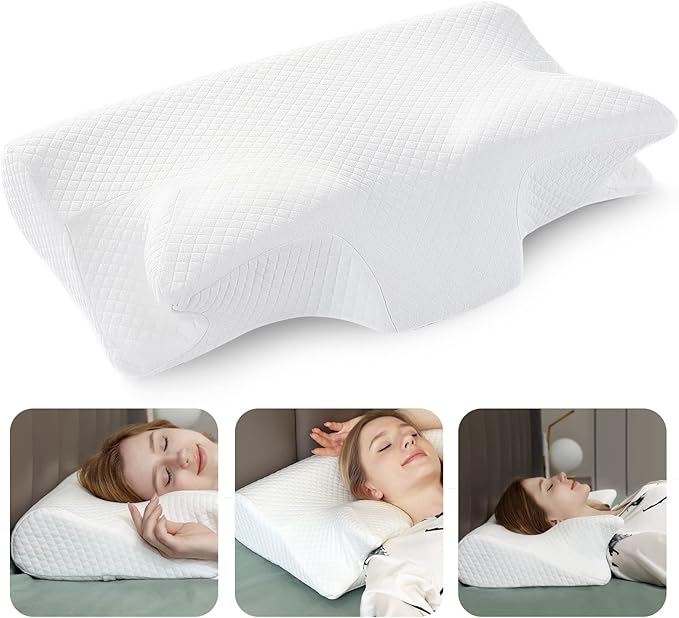 Adjustable Cervical Memory Foam Pillow,Neck Head Shoulder Pain Relief Sleeping,Ergonomic Orthopedic Neck Support Pillow for Side,Back & Stomach Sleepers with Breathable Pillowcase…
