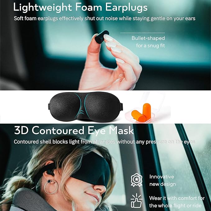 Travel Pillow, Neck Pillow Travel, Memory Foam Neck Pillow Travel Neck Pillow for Traveling, Neck Support Travel Pillows for Long Flights, Neck Travel Pillows for Airplanes, Grey