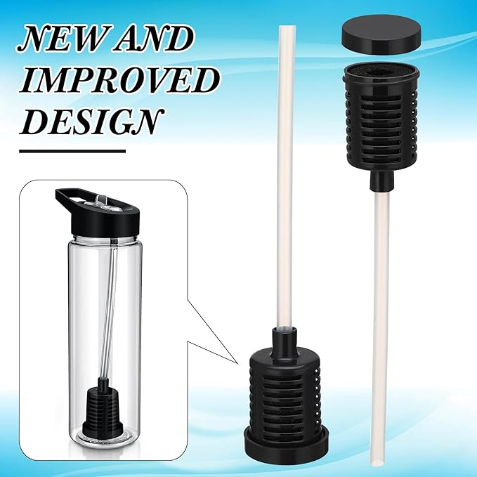 4 Pack Filtered Water Bottle Sports 24 oz Classic Water Bottle with Filter Portable Reusable Plastic Camping Hiking Water Filters with Straw for Travel Survival Backpacking Emergency