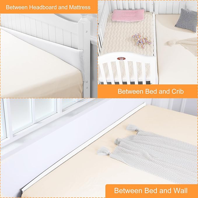 MABOZOO Bed Gap Filler Cushion, Long Thick Filler Bolster Pillow Stopper for Headboard Space Gap, Bed Mattress Extender Bed Wedge Pillow (White, 2X6X79inch)