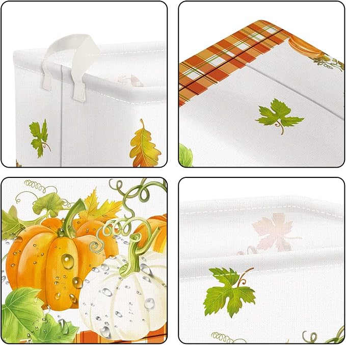 Clastyle Pumpkin Gift Baskets Empty Gnome Truck Shelf Basket Foldable Toys Clothes Large Storage Bin Rectangular Harvest Orange Fall Basket