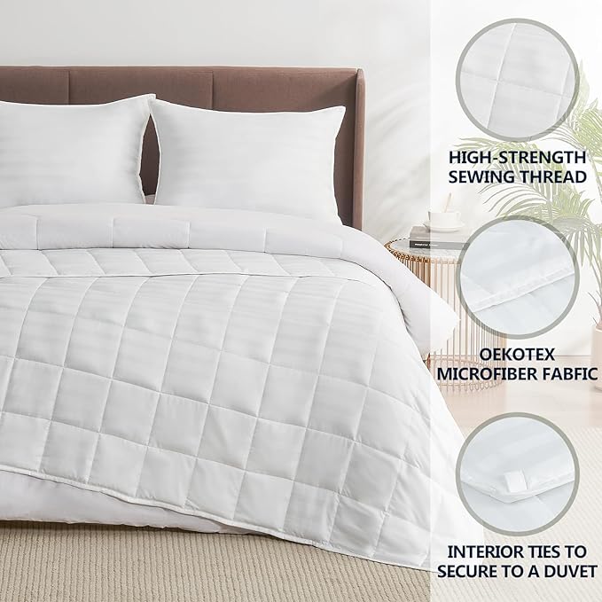 Weighted Blanket for Adult,15lbs Heavy Weighted Blanket 60"x80" Breathable Cooling Summer Blankets, Ultra Soft Cotton Comfort Throw Blanket with Glass Beads for All-Season (White)