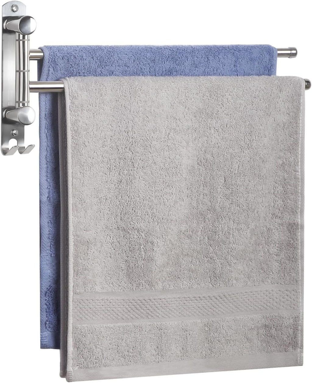 Bathroom Towel Holder JSVER 2 Arms SUS304 Stainless Steel Wall Mounted Towel Bar, Swivel Towel Racks for Bathroom, Kitchen