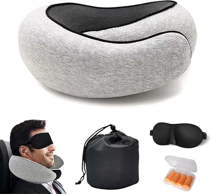 Travel Neck Pillows for Airplanes 2024 New Travel Pillow Neck Travel Pillow Memory Foam Airplane Pillow Soft Airplane Neck Pillow(Light Gray)