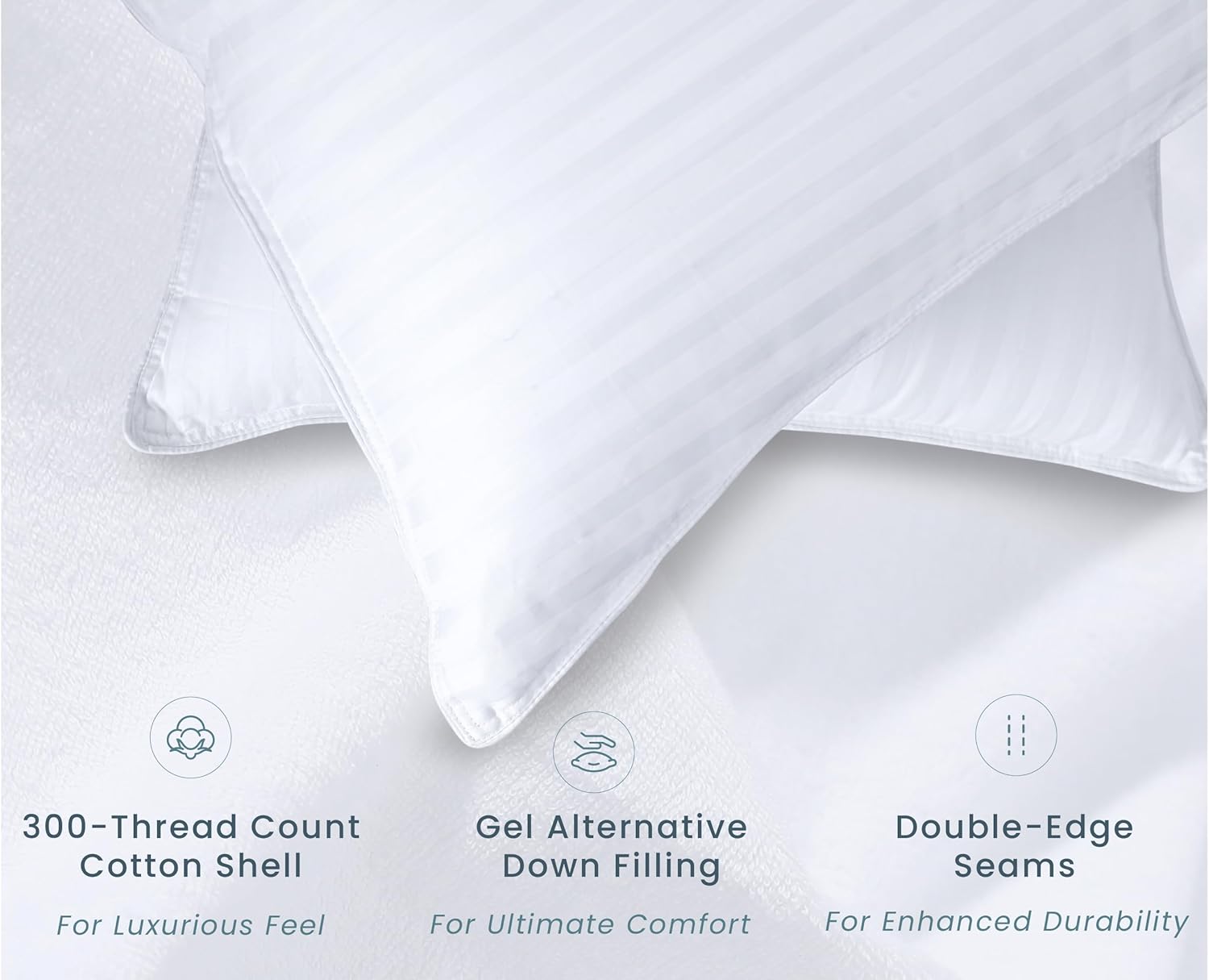 Threadmill Soft Bed Pillows Standard Size Set of 2 | Down Alternative Cooling Bed Pillow for Sleeping | Soft Pillows | 20 x 26 Hotel Pillow, Standard Pillows 2 Pack for Back, Stomach or Side Sleepers