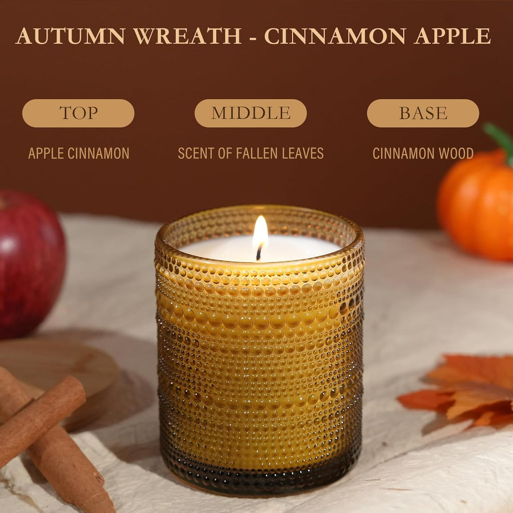 Apple & Cinnamon Scented Candle, Large Jar Aromatherapy Candle Over 60 Hours of Burn Time, Candles for Home Scented Fall Decor Home Fragrance Perfect for Gifting