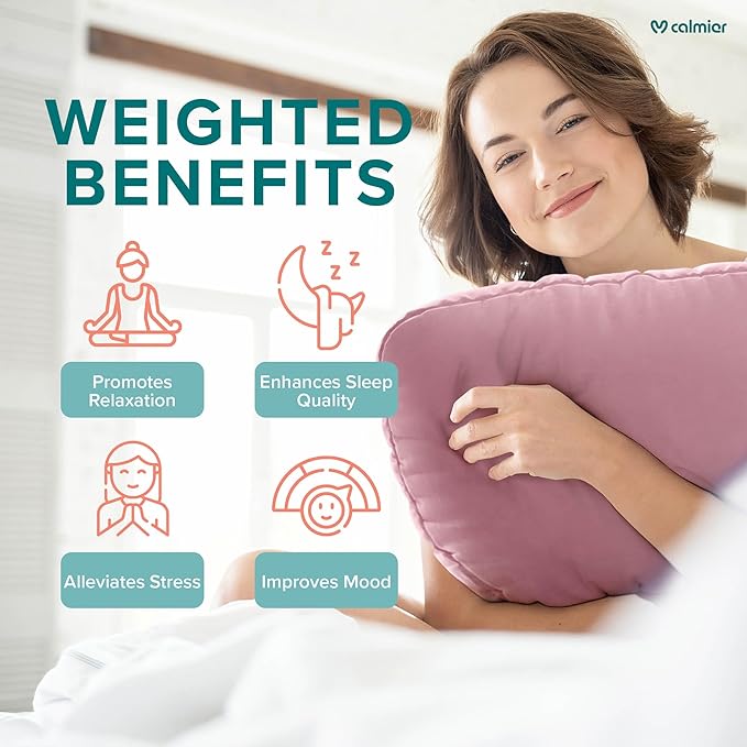 Calmier - 6 lb Sensory Weighted Pillow - Glass Bead Filled Hug Pillow - Ultra Plush Cozy Weighted Pillows for Adults and Kids - Child Sensory Pillow - Weighted Lap Pad (Pink - Minky, 6 LBS)