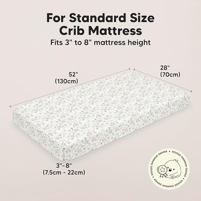 2-Pack Crib Sheets for Boys,Girls - Viscose Derived from Bamboo Fitted Crib Sheet, Organic Baby Crib Sheets, Crib Mattress Sheet,Toddler Bed Sheets, Baby Sheets for Crib Fitted Sheets (Prairie)