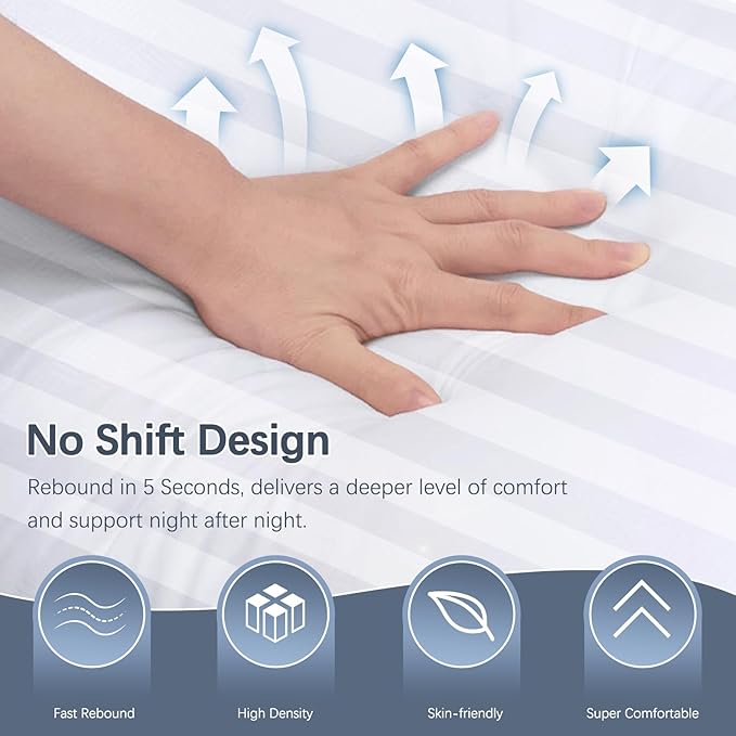 Luxury Hotel Collection Bed Pillows for Sleeping Standard Size Set of 2- Medium Firm Density for Back or Stomach Sleeper