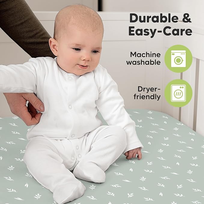 2-Pack Organic Crib Sheets for Boys, Girls - Jersey Fitted Crib Sheet, Baby Crib Sheets Neutral, Crib Mattress Sheet, Cotton Crib Sheets, Breathable Crib Sheet, Baby Mattress Sheets (Prairie)