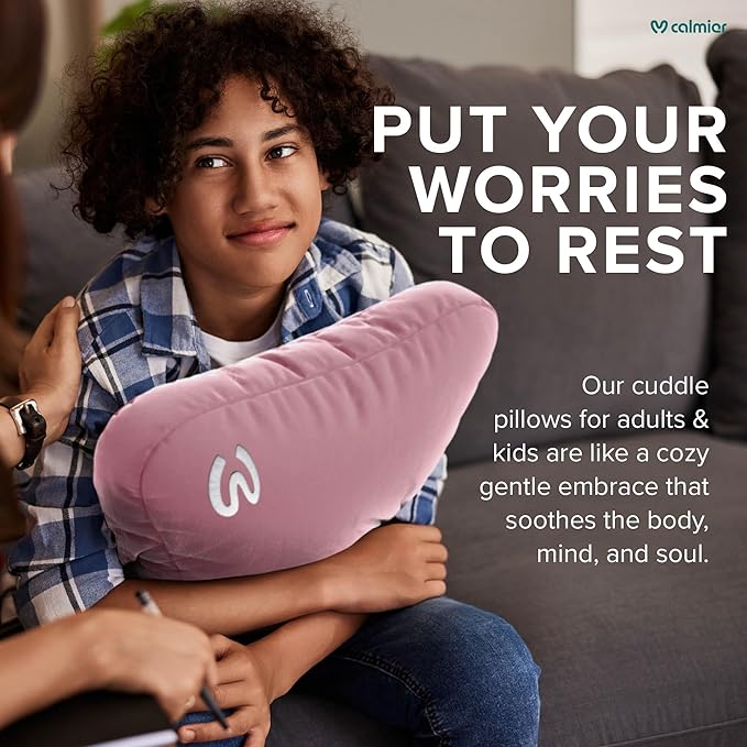 Calmier - 9 lb Sensory Weighted Pillow - Glass Bead Filled Hug Pillow - Ultra Plush Cozy Weighted Pillows for Adults and Kids - Child Sensory Pillow - Weighted Lap Pad (Pink - Minky, 9 LBS)