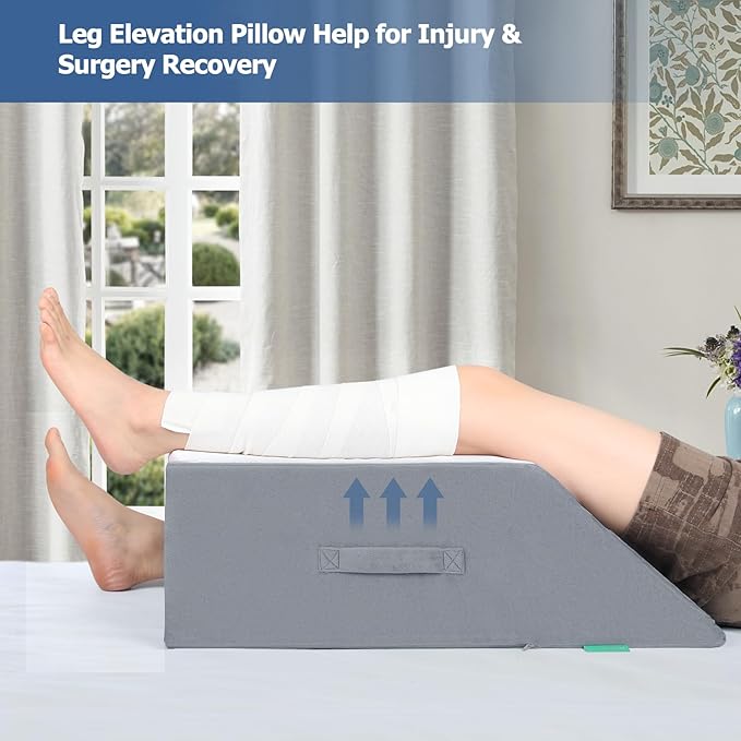 Adjustable Leg Elevation Pillows for Swelling After Surgery - Elevated Pillows for Legs - Leg Support Pillow - Portable Knee Wedge Pillow to Elevate Knee/Leg/Feet