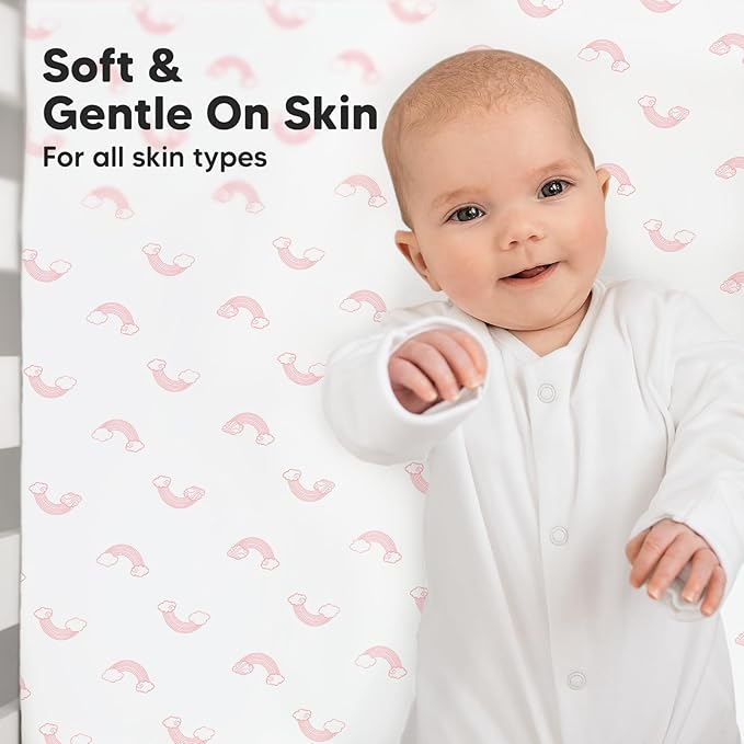 2-Pack Crib Sheets for Boys,Girls - Viscose Derived from Bamboo Fitted Crib Sheet, Organic Baby Crib Sheets, Crib Mattress Sheet,Toddler Bed Sheets,Baby Sheets for Crib Fitted Sheets(Dreamland)