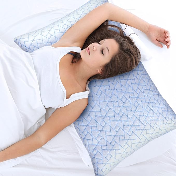 Cooling Pillow for hot Sleepers - Queen Pillow for Side and Back Sleeper - Adjustable Bed Pillows - Shredded Memory Foam Cooling Gel Pillow with Extra Fill