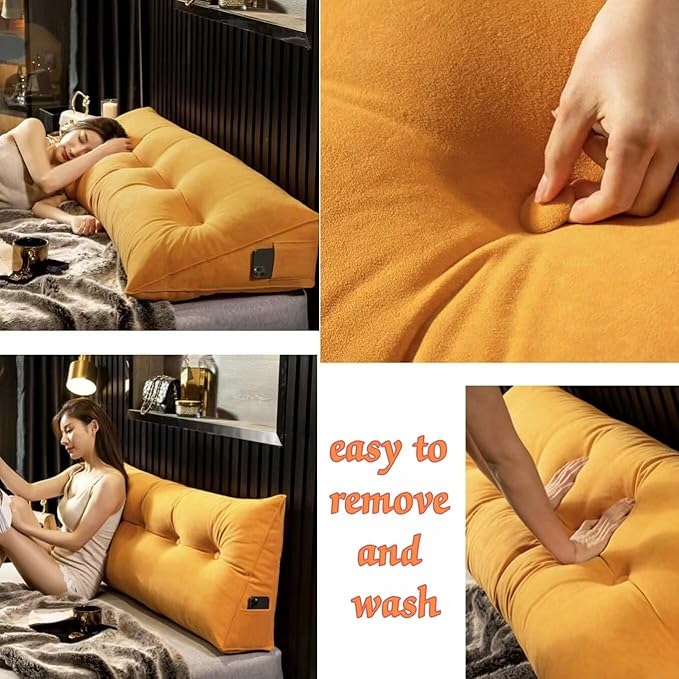 Triangular Headboard Pillow Wedge Pillow for Headboard Gap Headboard Pillow Twin Daybed Pillows Backrest Pillow with Side Pockets
