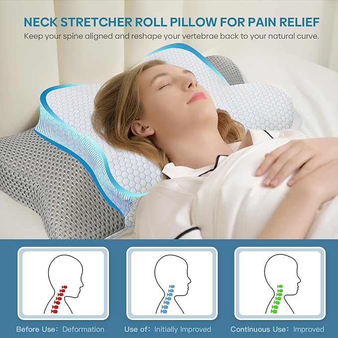 Cervical Pillow for Neck & Shoulder Pain Relief Sleeping - Ergonomic Contour Pillows - Memory Foam Pillow for Side, Back & Stomach Sleepers