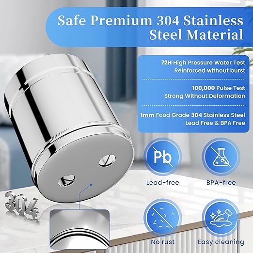 2.25G Gravity Water Filter System, NSF/ANSI 42&372 Standard, 304 Stainless Steel Countertop System with 2 Carbon Filters, Reduce 99% Chlorine and Lead