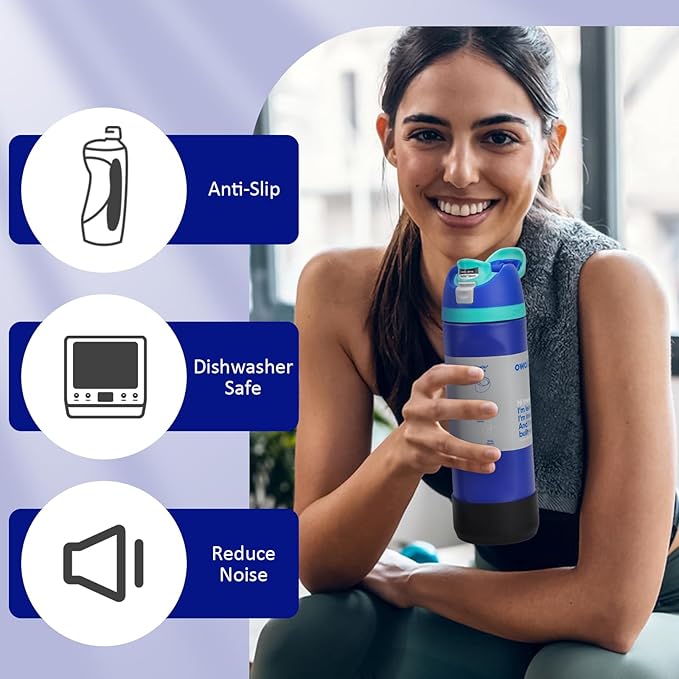 2PCS Replacement Stopper Compatible with Owala FreeSip 24oz, and Anti-Slip Protective Sleeve for Owala 24oz Water Bottle, Protects 24oz FreeSip Stainless Steel Water Bottles