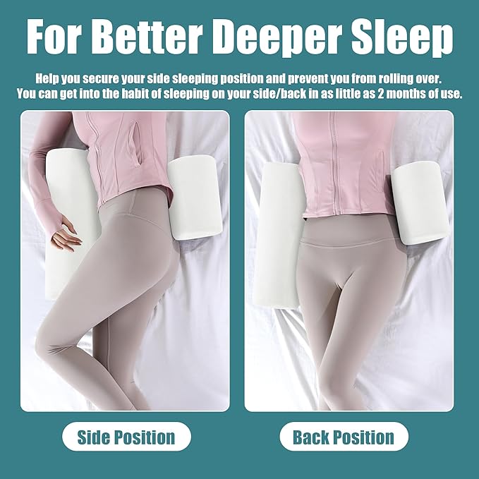 HOMBYS Memory Foam Sleep Position Training Pillow, Body Bolster Supportive Trainer Pillow for Back Sleeper Side Sleeper, Adjustable Body Pillow - White