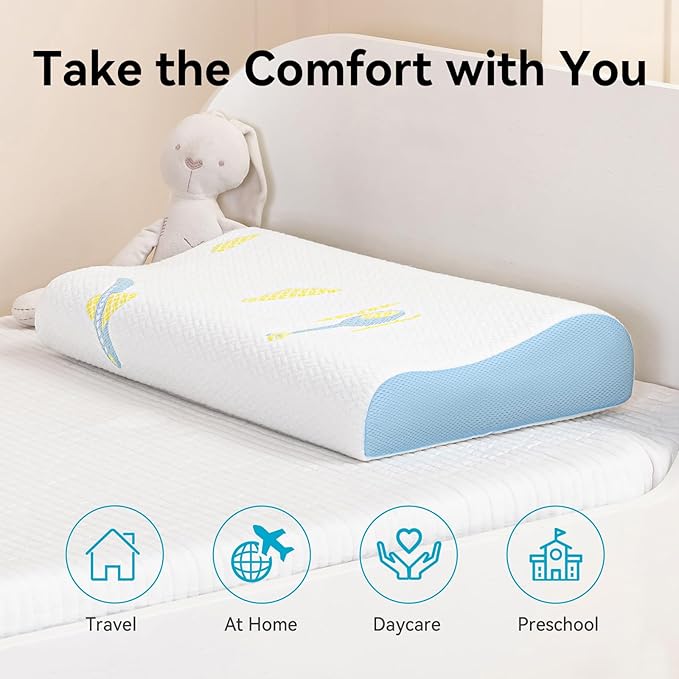 Small Pillow for Sleeping, Small Travel Pillow, Memory Foam Pillow, Adjustable, Breathable Pillow, CertiPUR-US Certified, 12x20 lnch