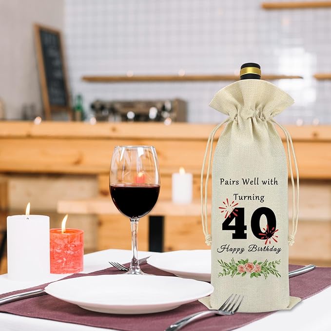40th Birthday Gift Idea Wine Bag Funny 40th Birthday Party Gift for Men 1984 40th Birthday Gift for Women Mom Friend Sister Brother Coworker 40 Year Old Party Supplies Decorations Wine Bottle Bag