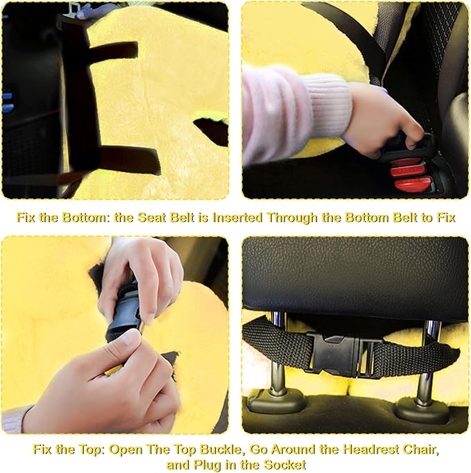 Travel Pillow, Travel Pillow for Kids, Sleeper Hold Pillow Travel, Removable U-Shaped Pillow for Adults and Children to Support Head and Body in The Back Seat of Long Car Trips (Yellow)