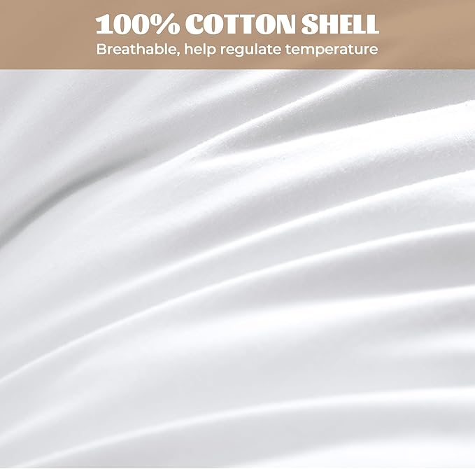 WOLKI Feather Down Alternative Pillows Queen Size Set of 2, 100% Soft Cotton Shell Bed Pillow, Hotel Sleeping Pillow for Back, Stomach or Side Sleepers 20x30