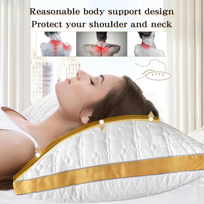 mislili King Size Pillows Set of 2, Hotel Quality Bed Pillows for Sleeping, Pillows King Size Set of 2 Support & Comfortable, Down Alternative King Pillows for Back, Stomach or Side Sleepers