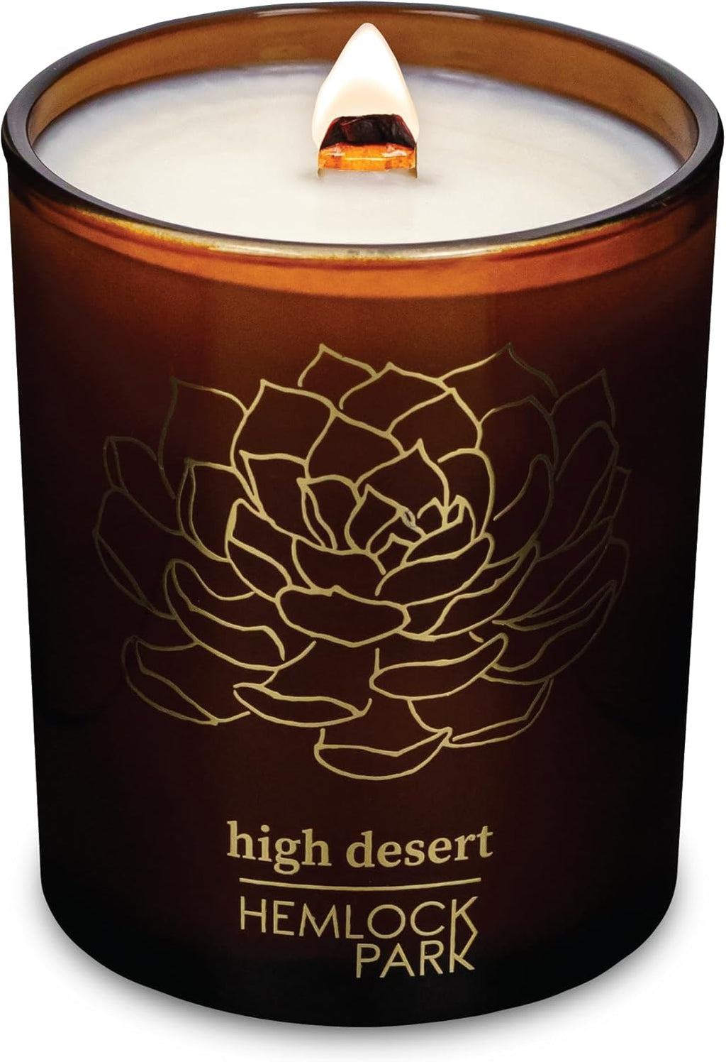 Hemlock Park Wood Wick Candle Handcrafted with Natural Coconut Wax and Essential Oils (Amber & Gold 7.2 oz, High Desert)