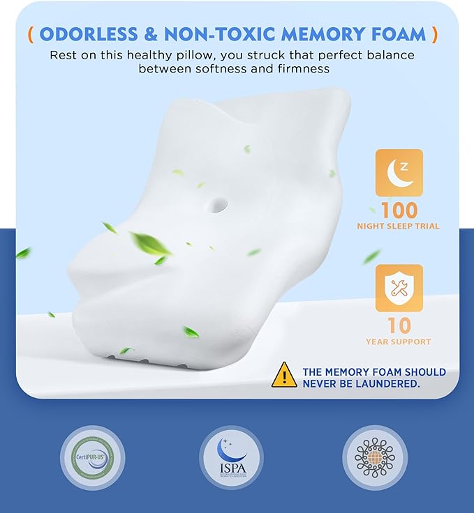 Osteo Cervical Pillow for Neck Pain Relief, Hollow Design Odorless Memory Foam Pillows with Cooling Case, Adjustable Orthopedic Bed Pillow for Sleeping, Contour Support for Side Back Stomach Sleepers