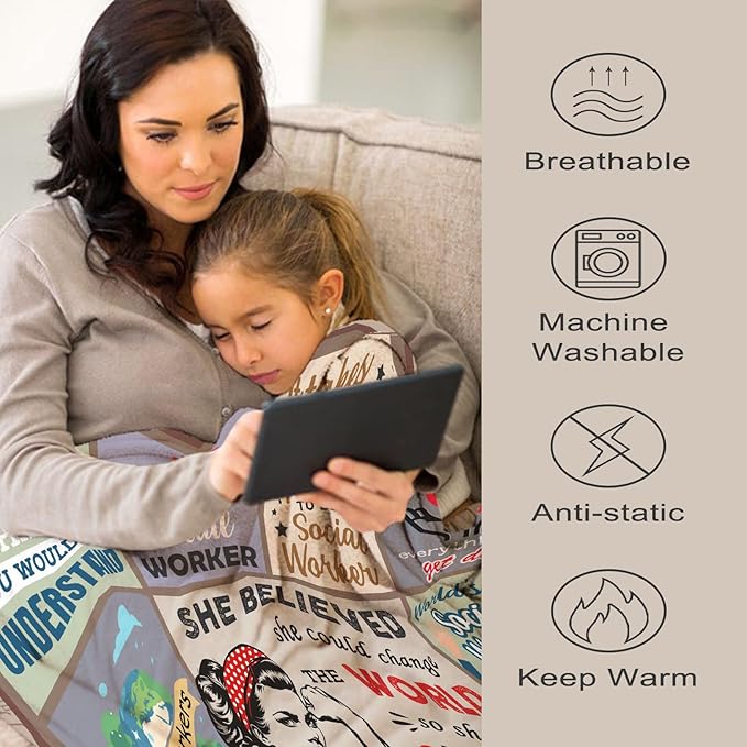 Social Worker Gifts, Social Worker Gifts for Women, Social Work Gifts, Social Worker Office Decor, Social Workers Graduation Gift, Social Worker Blanket on Birthday Christmas 40x50 in