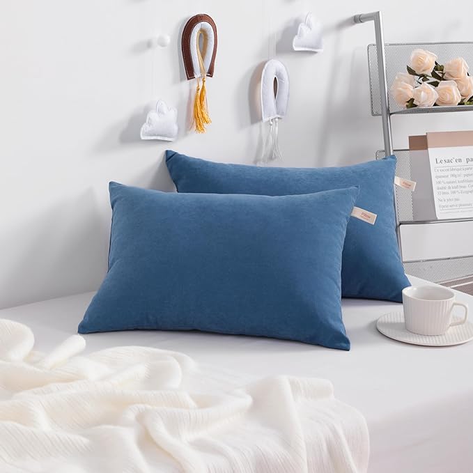 NTBAY Tiny Pillows, Down Alternative 7"x11" Microfiber Mini Pillows for Travel, Pets, Soft Machine Washable Small Pillows for Neck, Wrist, Lumbar and Knee, Denim Blue