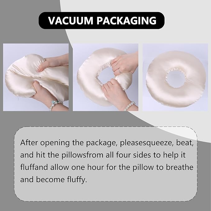 Ear Piercing Pillow for Side Sleepers - CNH Pillow with Ear Hole for Pain Relief, Pressure Sores & Inflammation - Donut Earring Pillow for Sleeping, Headphones & Tinnitus Support (Champagne)