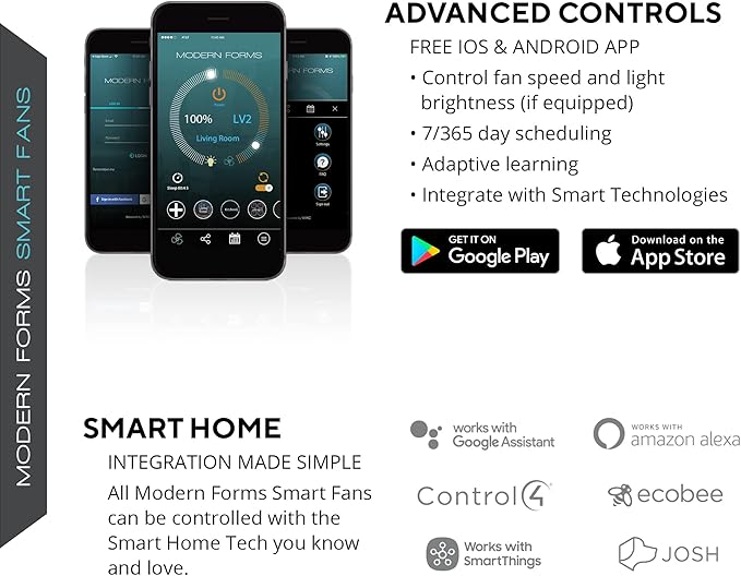 Skylark Smart Indoor and Outdoor 3-Blade Flush Mount Ceiling Fan 54in Satin Brass Black Adjustable CCT 2700K-3000K-4000K-5000K LED Light Kit and Remote Control works with Alexa and iOS or Android App